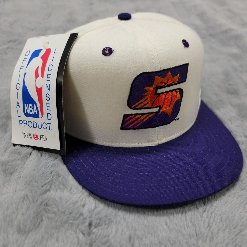 Vintage Phoenix Suns Hat Cap Mens 7-1/8 White Purple NBA 5950 New Era USA 90s